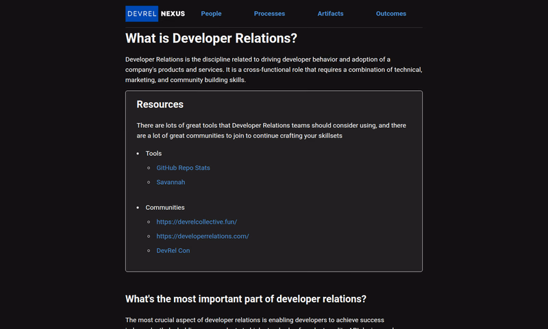 Screenshot of devrel.nexus